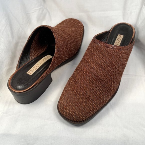 Enzo Woven Brown Leather Mules - Picture 2 of 7